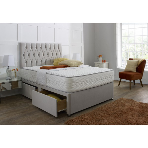 Belgravia Divan Bed Set with Tall Button Headboard