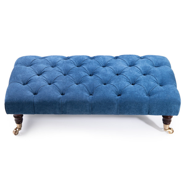 Bleu Chesterfield Upholstered Footstool / Coffee Table